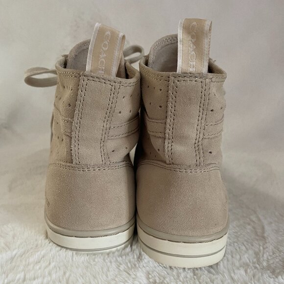 Coach Pita Suede Beige High Top Sneakers Size: 7.5 - Picture 8 of 14